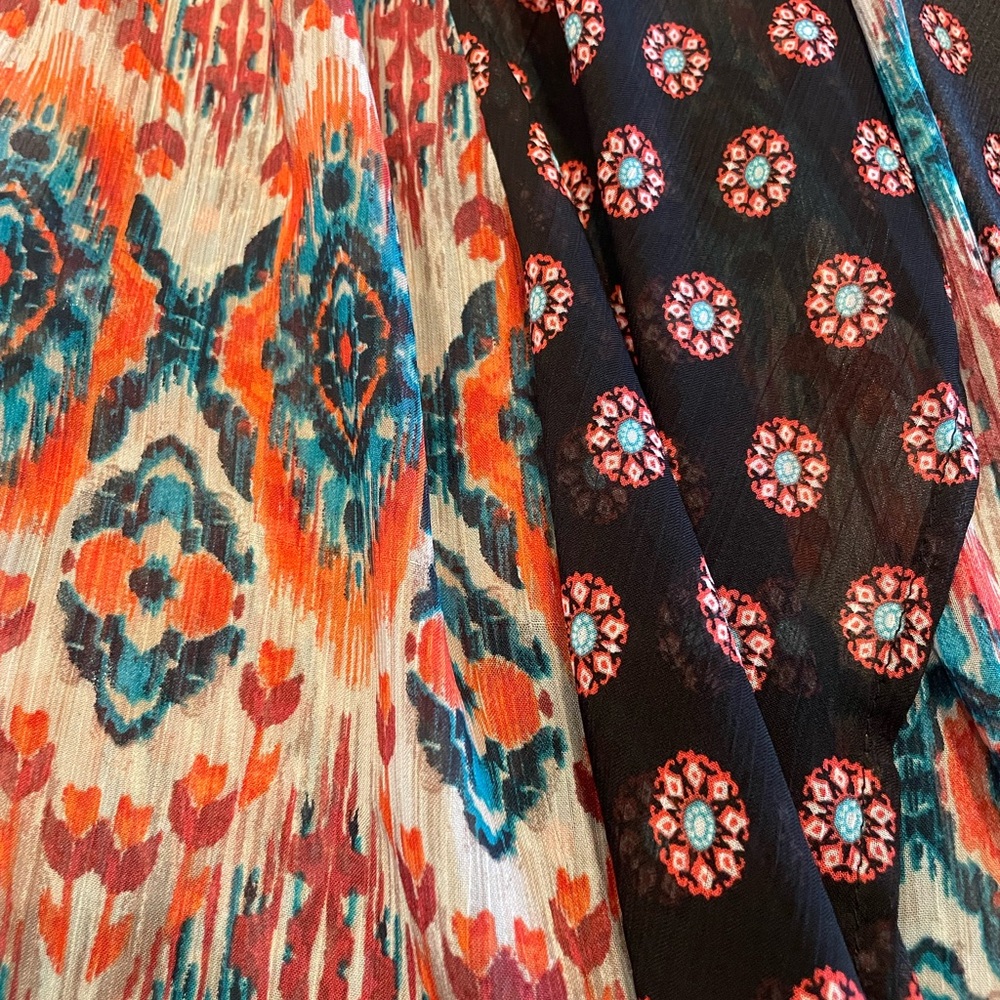 Colorful Patterned Open Front Sheer Vest - Picture 3 of 4